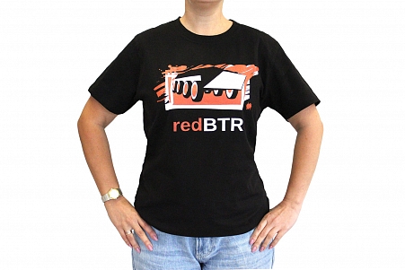 T-shirt redBTR black, size L, woman