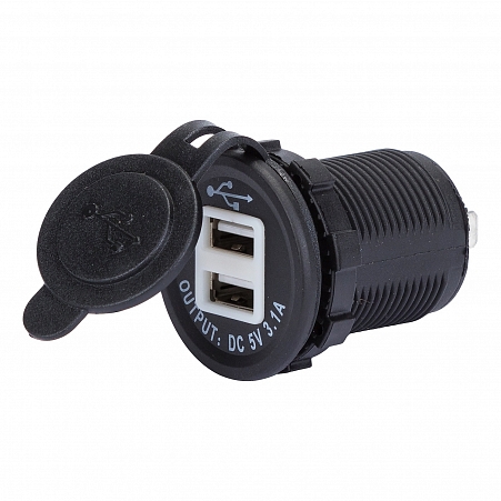 12v round dual USB power socket 3.1A with backlight