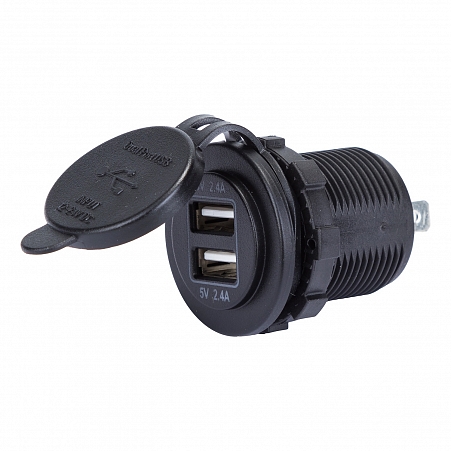 12v round dual USB power socket 2.4A with backlight